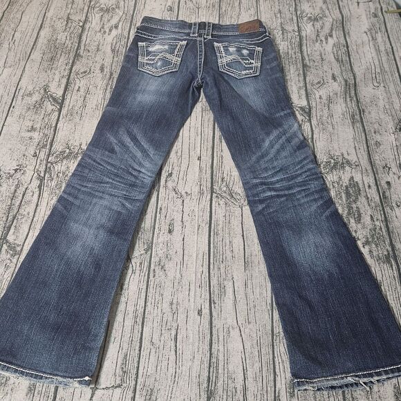 BKE Jeans Womens 30X31 Blue Stella Flare Bootcut Distressed Mid Rise Zip City - Picture 4 of 12